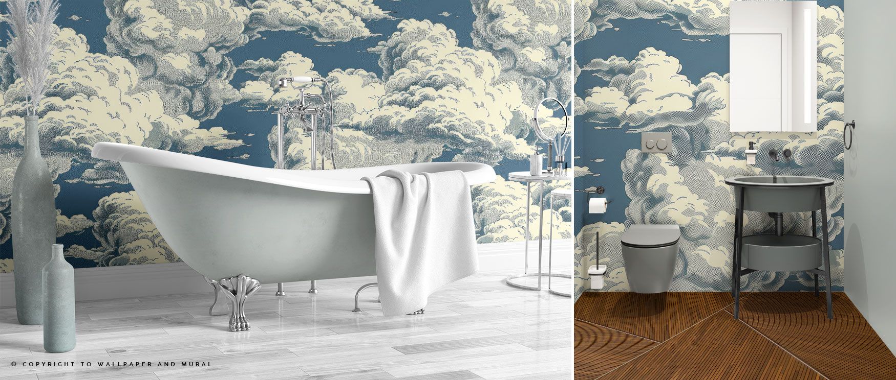 The Daydreamer design transforms walls with open-sky imagery, where soft clouds add a calming natural element ideal for tranquil interiors. 