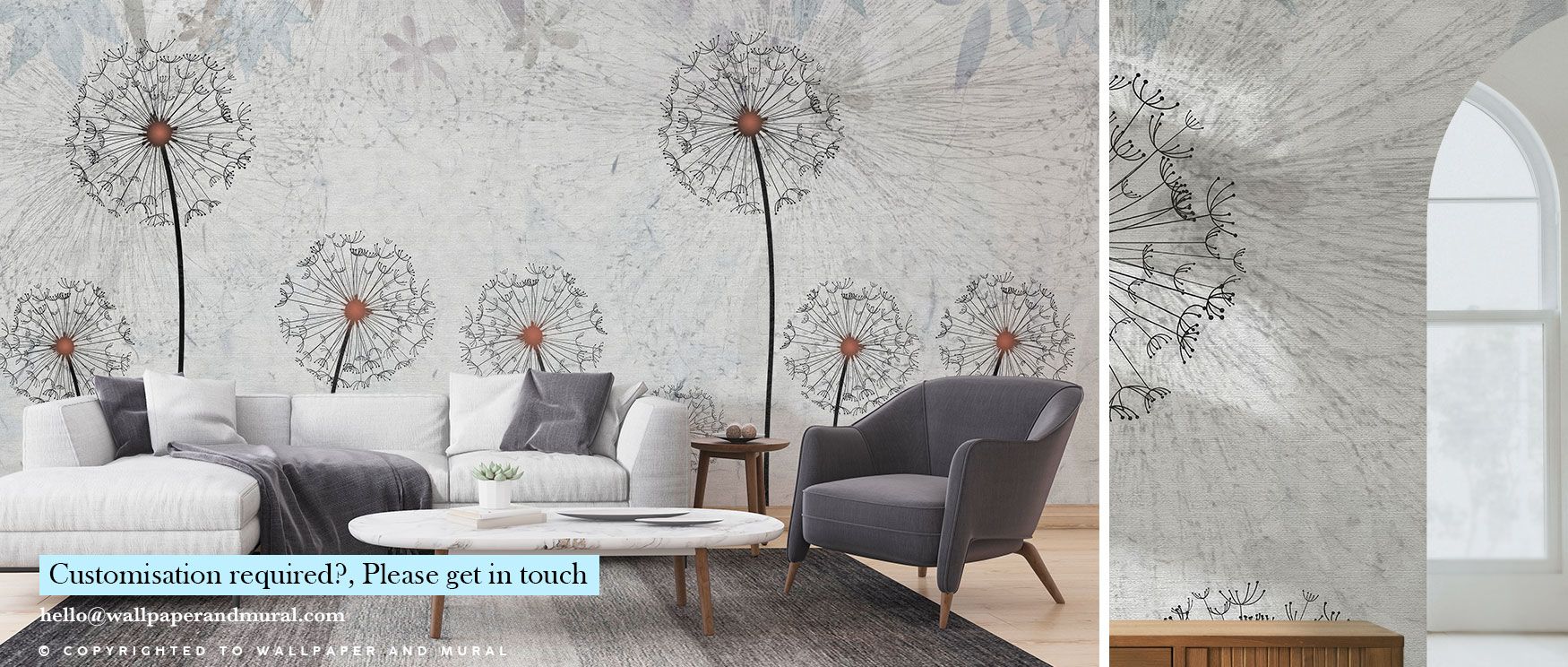 Subtle florals emerge gently across grey backgrounds in this wallpaper, offering interiors a unique blend of softness, elegance, and natural inspiration that is perfect for creating quiet sanctuaries in the home. 