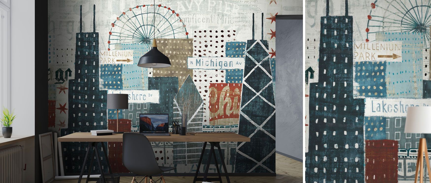 The Hey Chicago Wallpaper brings urban landscapes indoors, reflecting architectural strength and city vibrancy in a way that makes walls dynamic, stylish, and culturally expressive, perfectly suited for interiors with modern design sensibilities. 