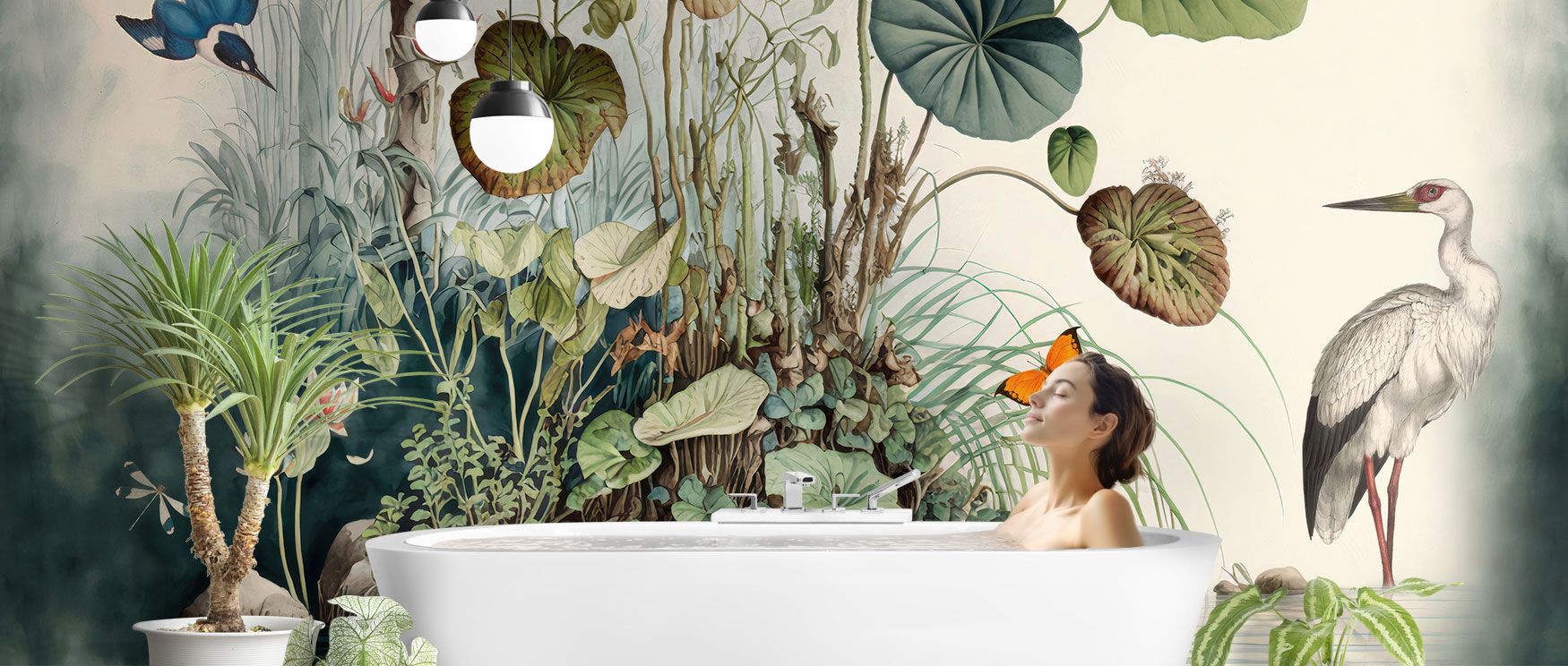 Exotic birds and lush greenery enrich this wallpaper with a sense of vitality and immersive charm, adding tropical inspiration and energy to interiors that aim to reflect the abundance of nature indoors. 
