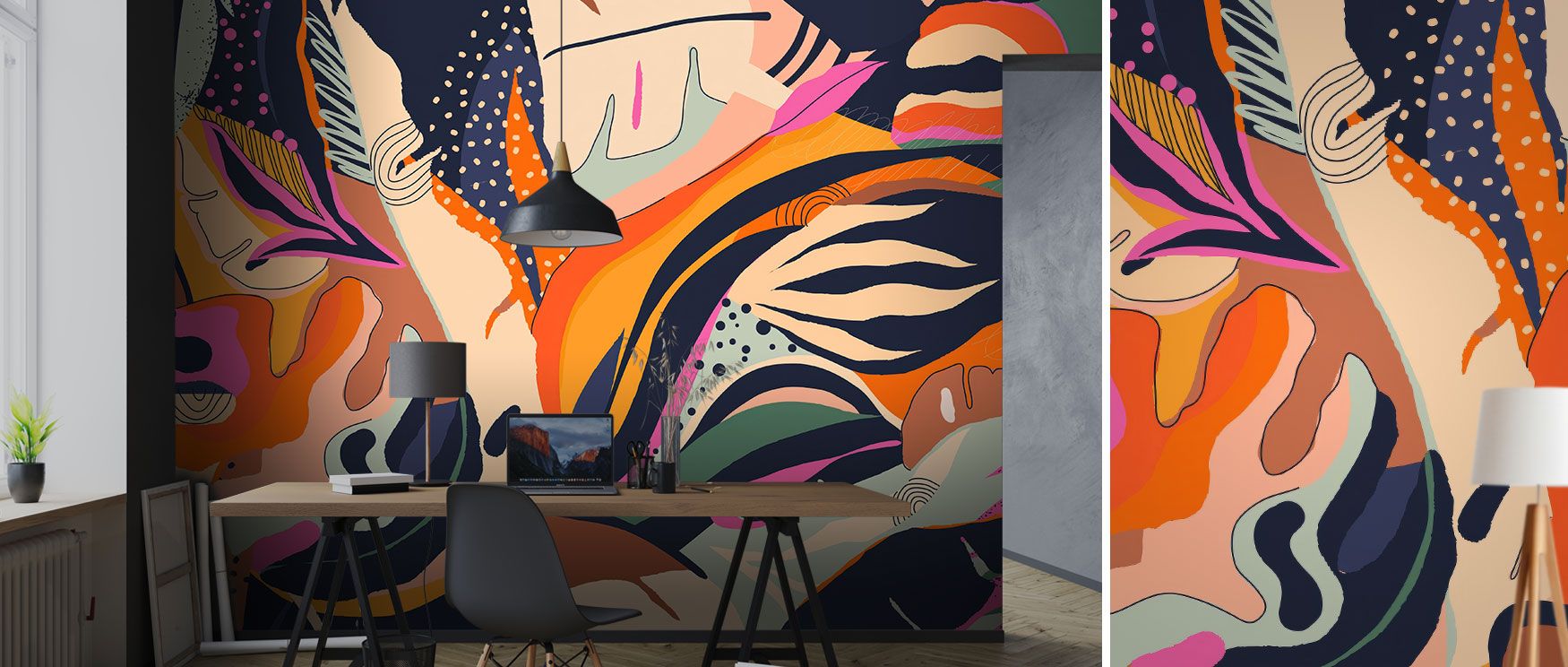 Vibrant tones and natural mesquite-inspired motifs bring bold energy into interiors with this wallpaper, making walls stand out with warmth, creativity, and lively charm perfectly suited for dynamic living spaces.