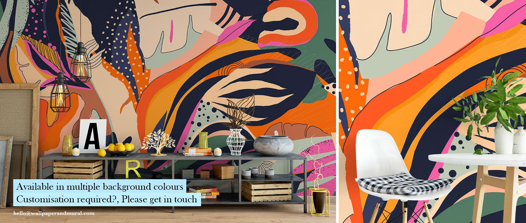 Inspired by mesquite landscapes, this wallpaper blends intricate patterns and rich desert tones into a wall design that radiates vitality and color, creating interiors filled with warmth, depth, and artistic charm, perfect for bedrooms, dining areas, or s