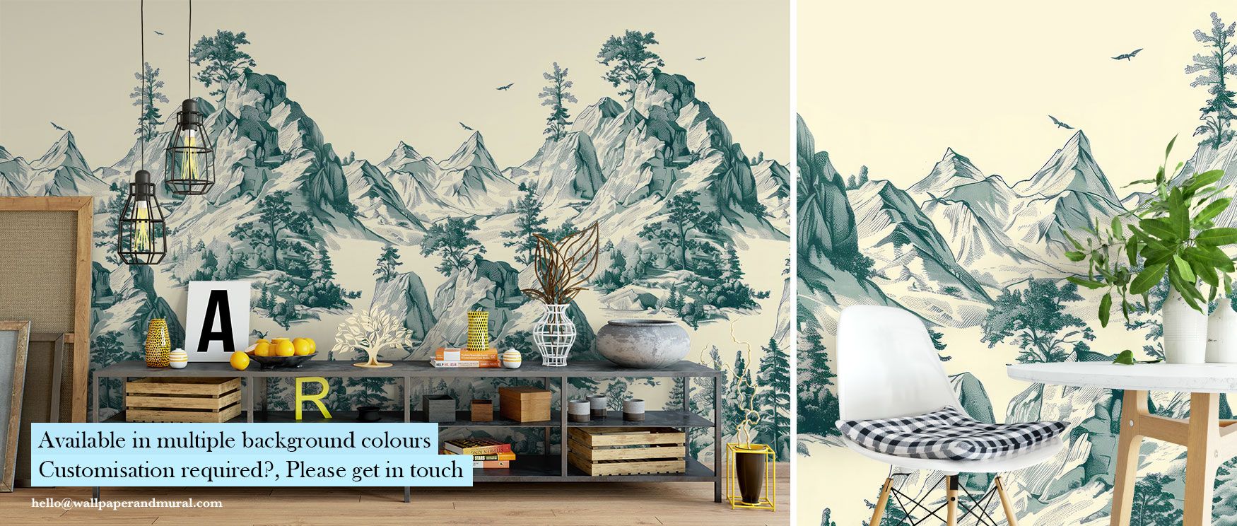 Toile Hills Wallpaper portrays stylized mountains in deep bottle green, offering interiors an atmosphere of timeless calm. Its elegant detailing recalls classic toile design, transforming walls into landscapes filled with natural charm. Perfect for bedroo