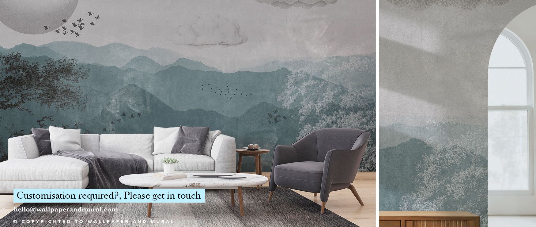 In the Nature Vintage Wallpaper, natural elements combine in timeless artistry. Mountains, clouds, and birds create harmony, grounding interiors in serenity. This wallpaper suits bedrooms, dining areas, or living rooms, enriching spaces with decorative ca