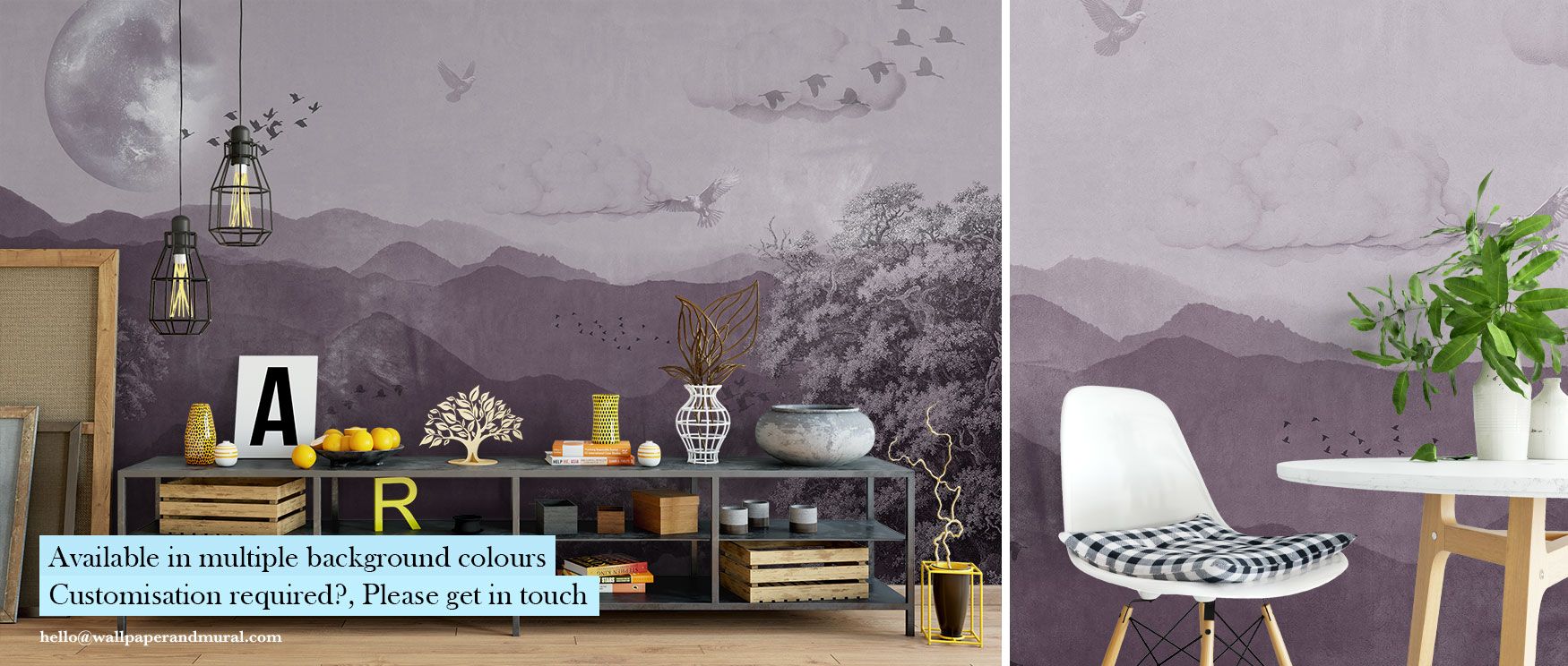In this wallpaper, the natural world unfolds in vintage charm, with high mountains, gentle clouds, and graceful birds surrounding a wise old tree. Its artistry transforms interiors into peaceful sanctuaries. Perfect for dining spaces or studies, it enrich