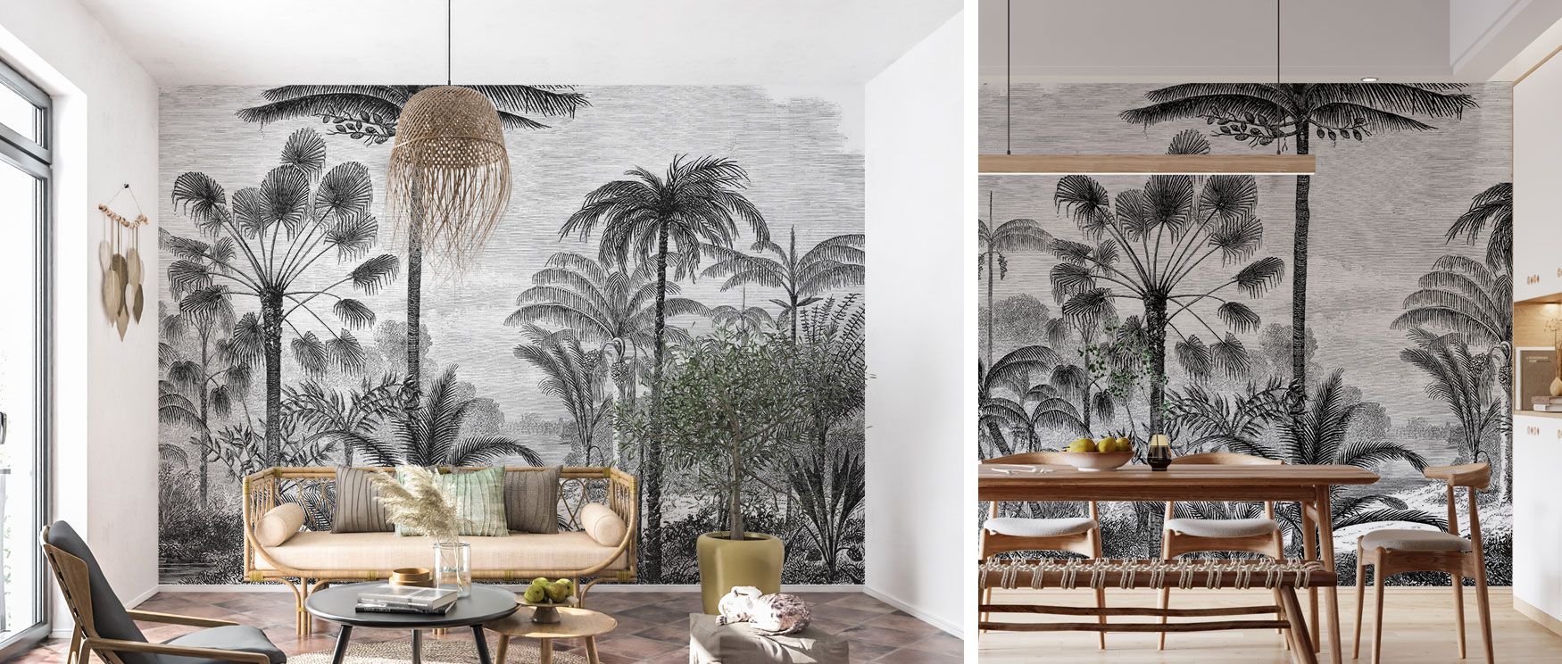 In this wallpaper, a stately tree unfolds with sweeping branches, symbolizing both strength and serenity. The lush greenery captures a garden’s freshness, transforming rooms into peaceful sanctuaries. Perfect for studies and restful retreats, this design 