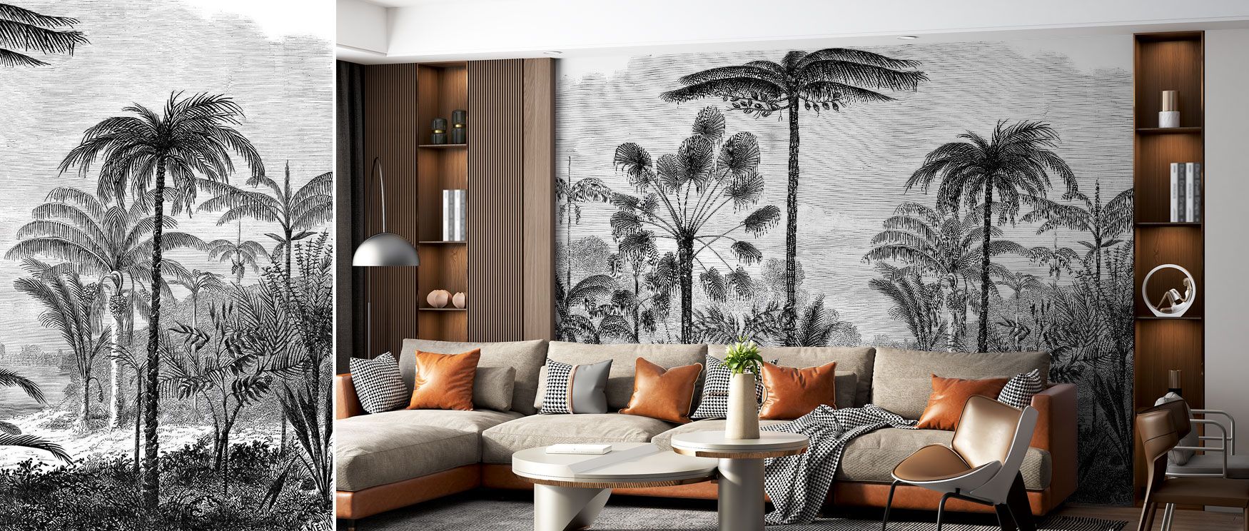 The Arthur Tree Wallpaper reveals the commanding beauty of a great tree, its presence grounding interiors with stability and peace. The lush setting creates a tranquil atmosphere, ideal for studies, bedrooms, and living rooms that benefit from balance and