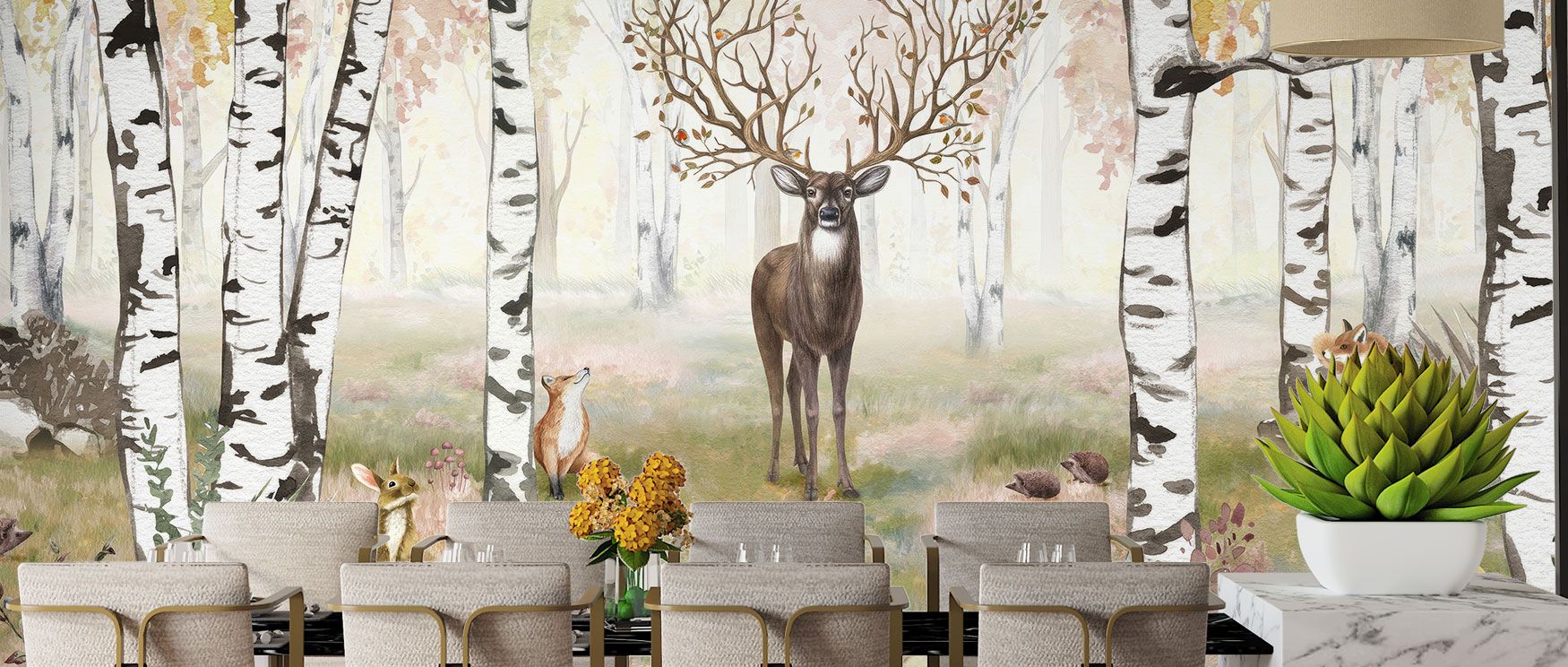 Autumn’s charm shines in the Amazing Antlers Deer Wallpaper, where deer and woodland hues enrich interiors with calm. Its imagery grounds bedrooms, studies, or living rooms in seasonal tranquility and natural beauty.