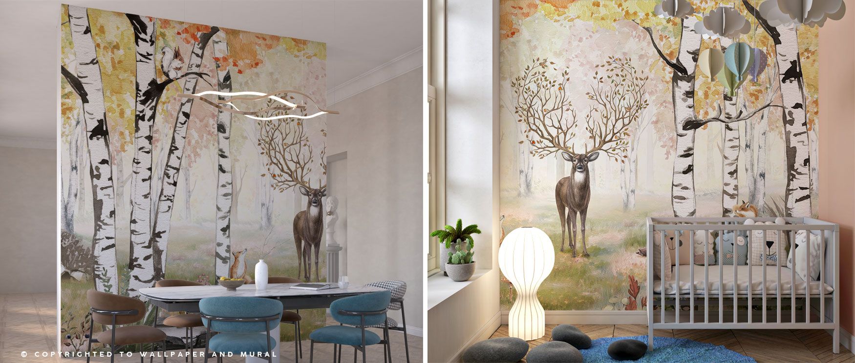 Woodland tranquility comes alive in the Amazing Antlers Deer Wallpaper, where autumn colors frame majestic deer. The imagery captures the peaceful rhythm of the forest, perfect for studies, bedrooms, or rustic living rooms. 