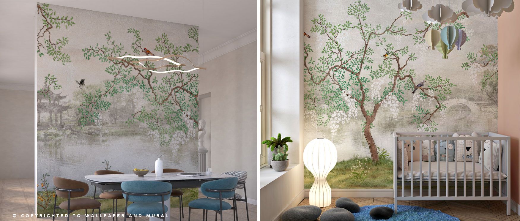 The Derous Wallpaper depicts flourishing tropical plants, exotic trees, and graceful birds, filling interiors with vibrancy. Its lush detailing brings harmony and energy, ideal for living rooms, dining rooms, or studies seeking bold natural charm. Its rai