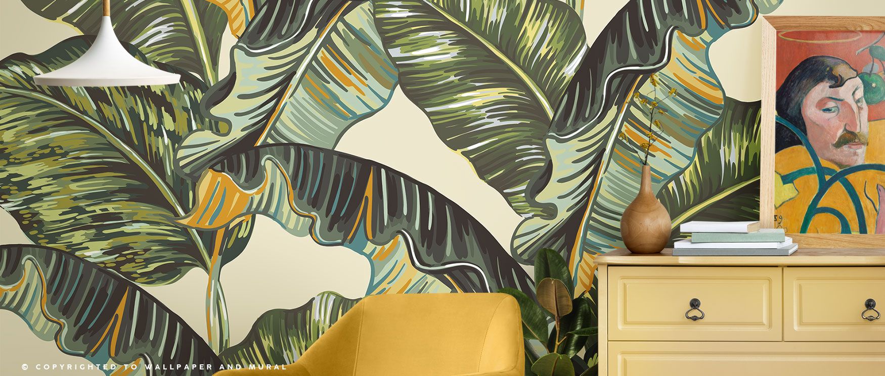 In this wallpaper, banana leaves unfold in dense layers, creating tropical rhythm across walls. The Banana Leaves design transforms bedrooms, living rooms, or dining areas into sanctuaries of freshness. Its imagery radiates vitality and calm. 