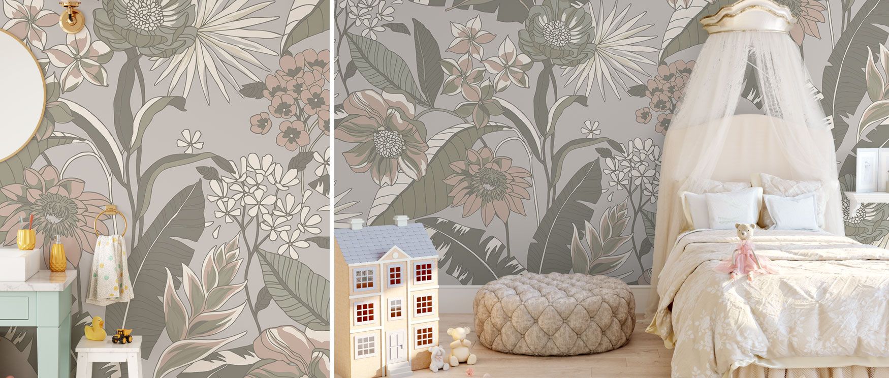 Catherine Artwork Wallpaper reveals flourishing foliage illustrated in lush artistic style. Its composition enhances bedrooms, dining spaces, or living rooms with serenity. The design captures both vitality and elegance, grounding interiors in timeless na