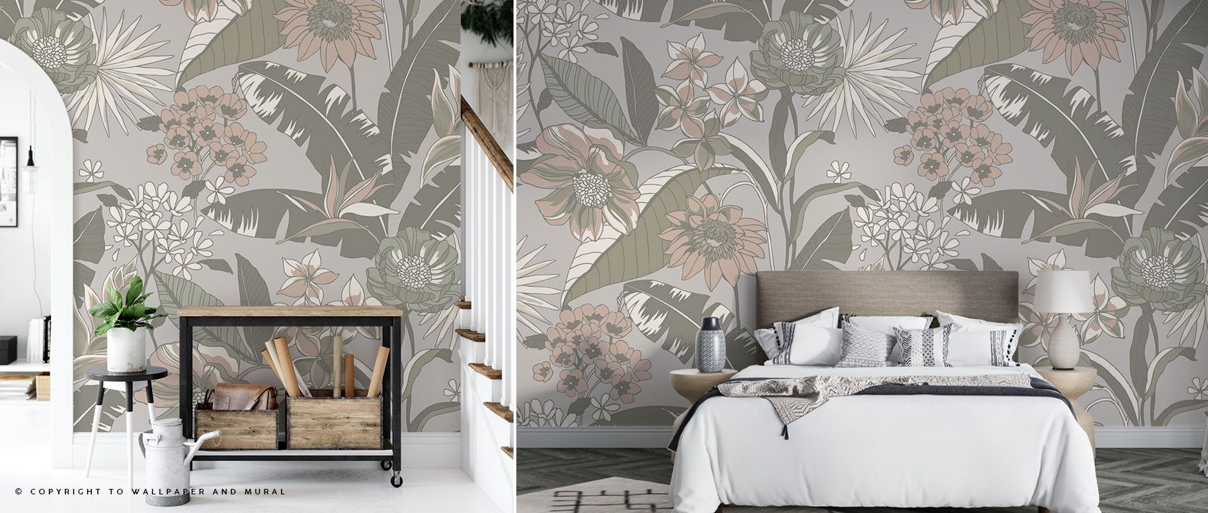 With its elegant green foliage and botanical artistry, the Catherine Artwork Wallpaper evokes the peace of a tropical garden. The design enriches interiors with calm rhythm, ideal for restful bedrooms or refined dining areas. Its natural inspiration and d
