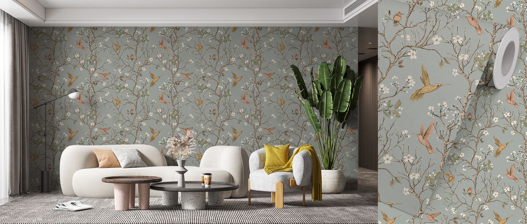 The Songbird Serenade Wallpaper Mural depicts songbirds perched gracefully in trees, creating interiors filled with calm and refinement. Its imagery radiates harmony, perfect for bedrooms or studies. The design enriches walls with rhythm, grounding spaces