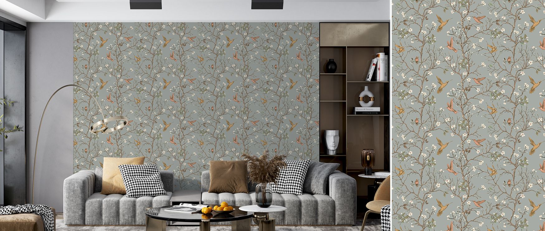 Songbird Serenade Wallpaper Mural balances natural beauty and artistry, depicting trees and birds in calm rhythm. Its imagery enriches interiors with tranquility, perfect for bedrooms or living rooms. The design creates timeless decorative elegance. 