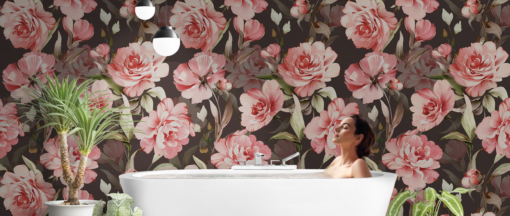 The plants rise in steady rhythm while flowers bloom like punctuation across the wall, a cadence that feels both artistic and natural; this decorative tempo makes interiors composed, never chaotic, and proves versatile across dining areas, bedrooms, or lo
