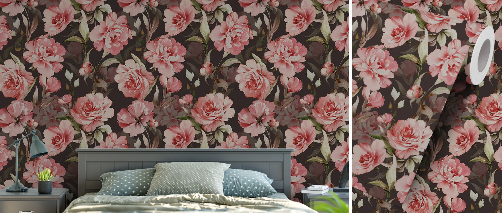 Blossoms unfold gracefully across the mural, their petals rendered with refined detail that creates rhythm without crowding; plants interlace to ground the composition, making bedrooms feel serene and dining rooms poised; the overall imagery reads as a cu