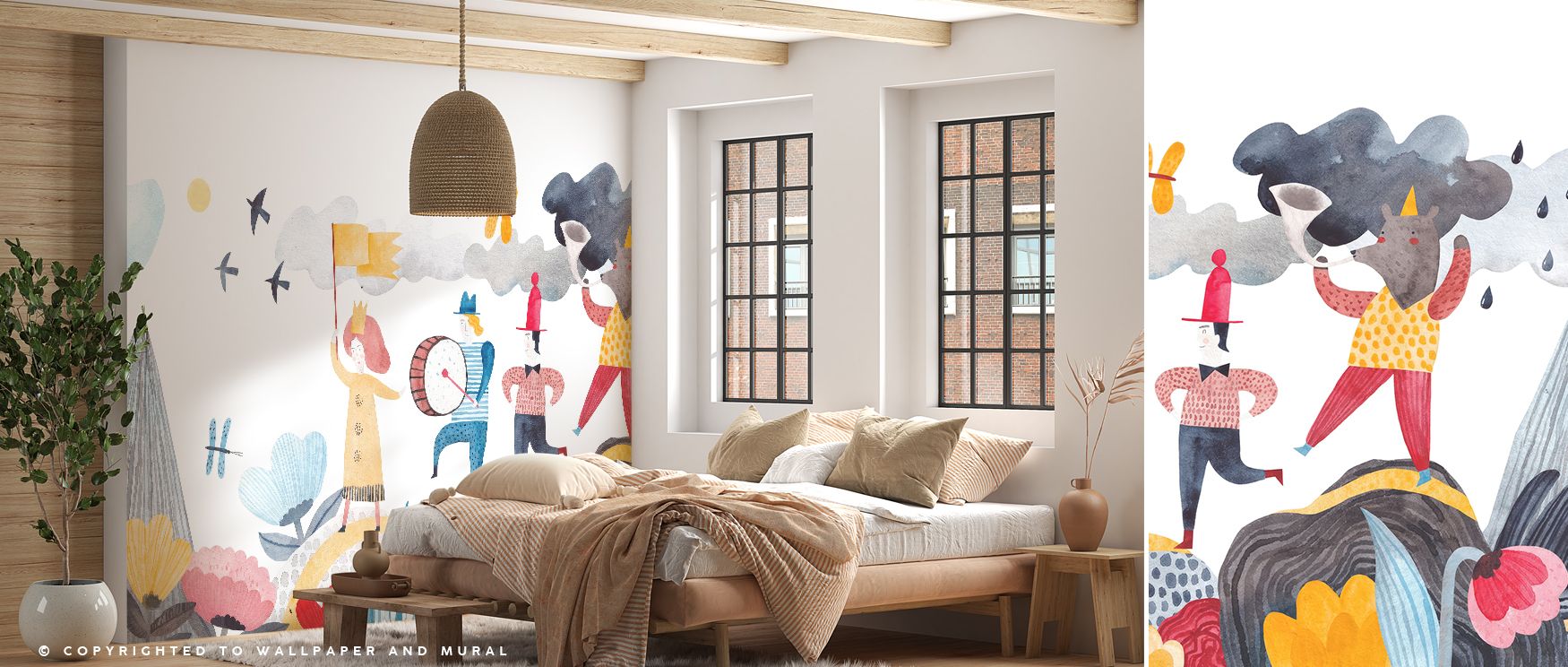 The Cheerful Parade fills interiors with butterflies and greenery, creating whimsical energy; its playful charm makes nurseries feel joyful, imaginative, and timelessly enchanting. 