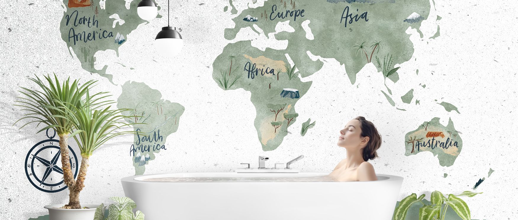 The world appears as a serene atlas, each continent refined with minimalist artistry; in studies it inspires focus, in nurseries it nurtures curiosity, and in offices it provides calm sophistication rooted in design. 