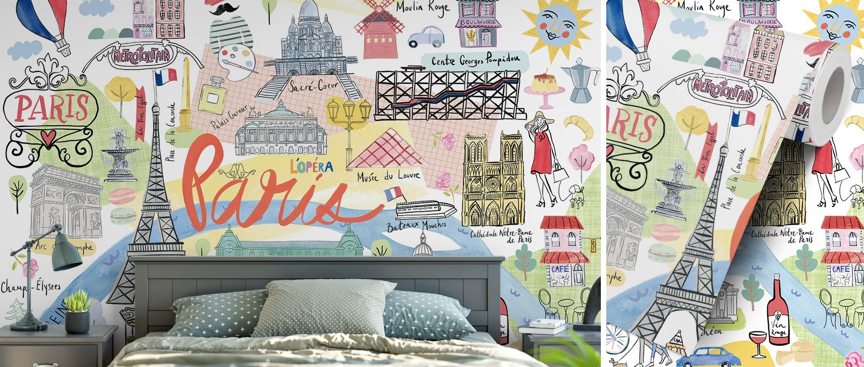 The mural captures Paris’s spirit in elegant Deco detail, offering walls sophistication and timeless romance. Perfect for bedrooms, dining spaces, or studies, it creates interiors that feel inspired and poised, transforming ordinary walls into cultivated 