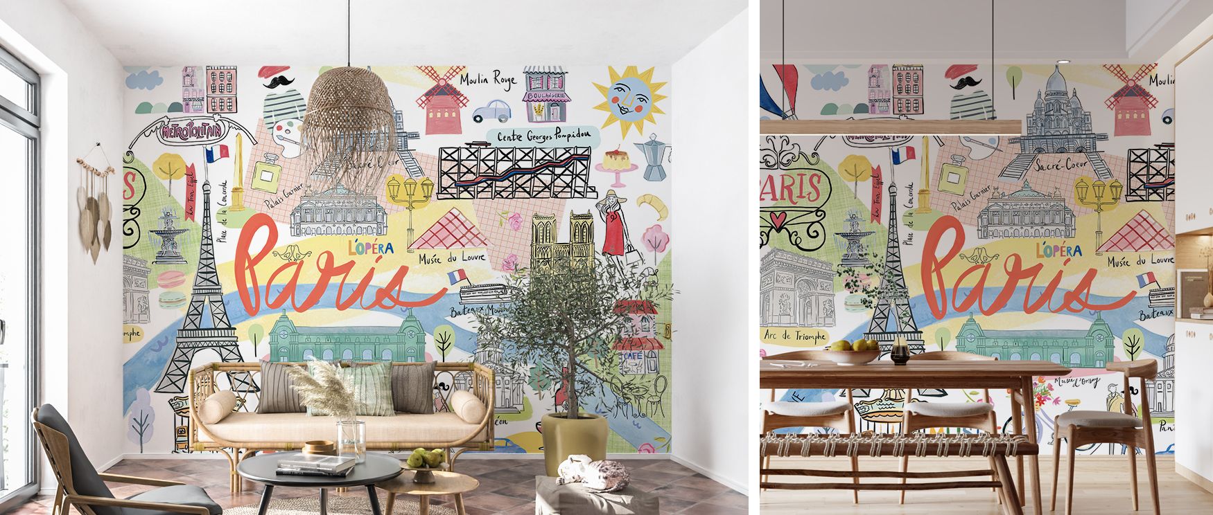 Deco artistry meets Parisian sophistication in this mural, blending stylized architecture with timeless romance. The design enriches interiors with balance and charm, making bedrooms, living spaces, or creative rooms feel elegant, inspired, and beautifull