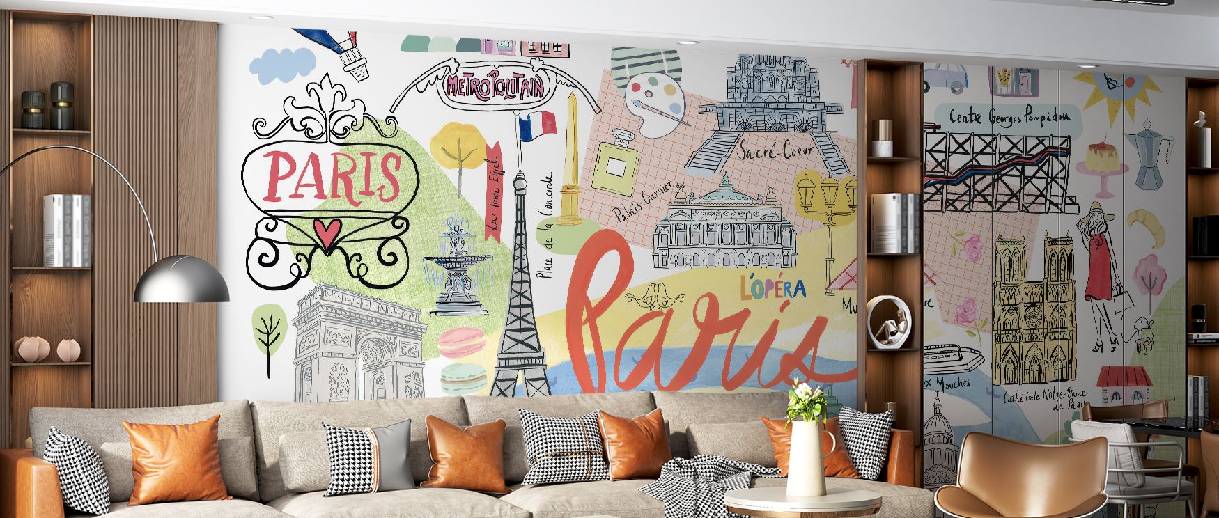 Paris Essentials turns walls into curated canvases, offering interiors chic Deco artistry and timeless cultural beauty. Bedrooms, dining rooms, and creative studios all gain atmosphere, balance, and romance through this elegant Parisian mural. 