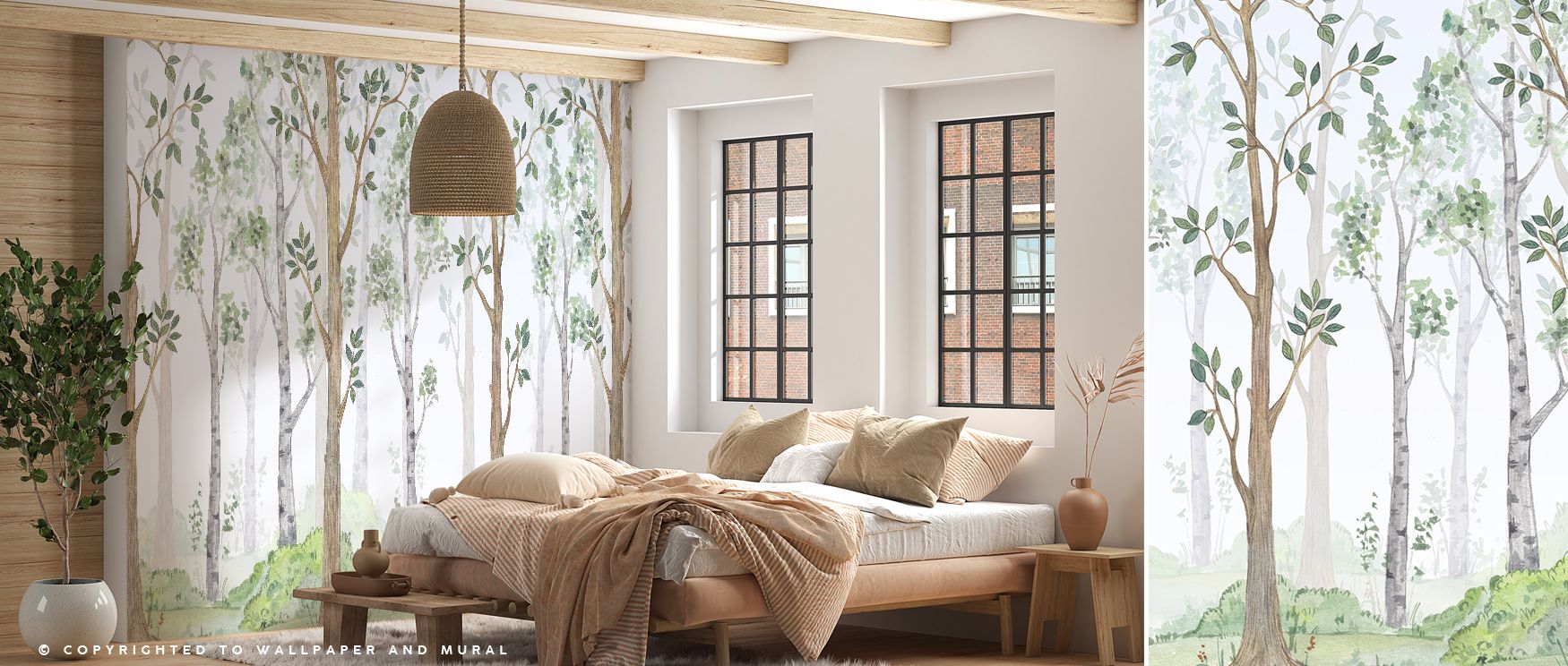 Forest Scenery layers greenery into refined rhythm, enriching walls with calm artistry. This mural suits restful bedrooms, creative studies, or family spaces, making interiors tranquil retreats inspired by timeless forest beauty. 