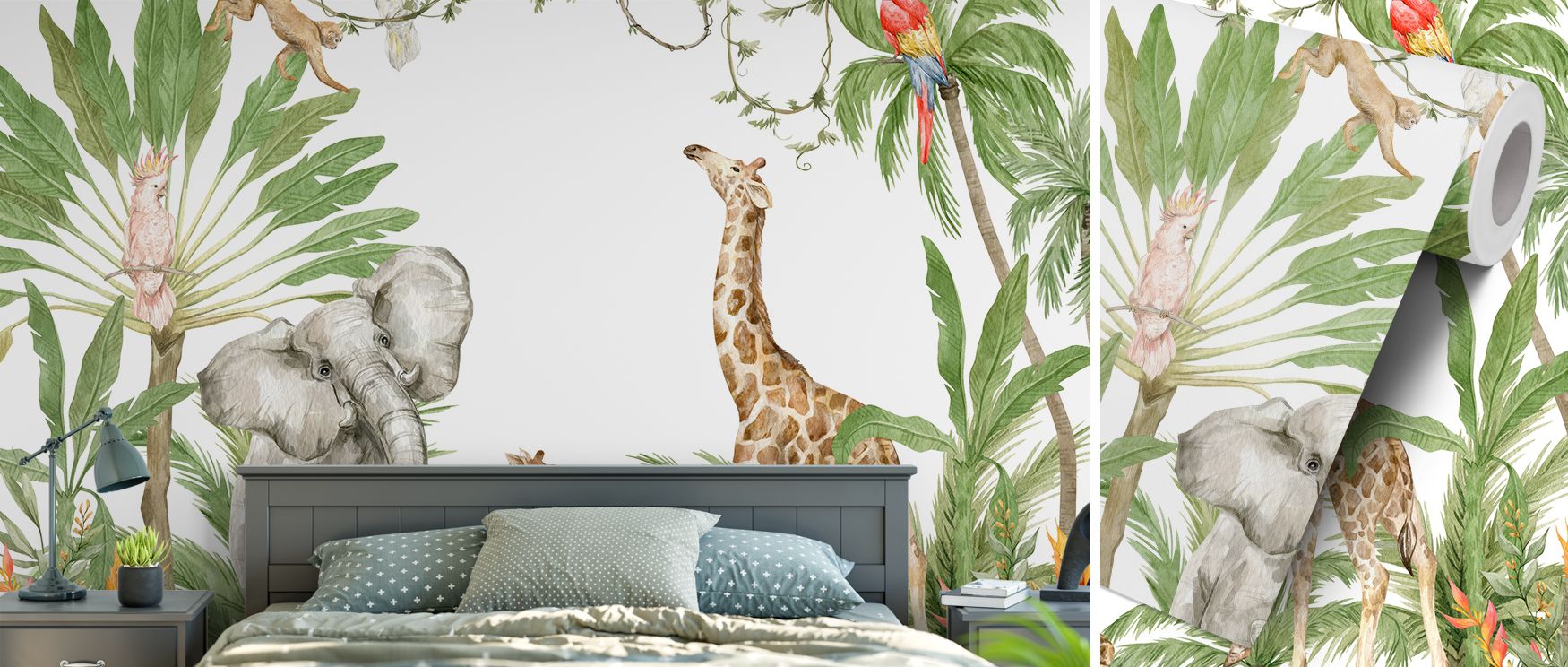 Jungle Friends radiates vitality, blending calm greenery with animated animals. Its imagery enriches children’s interiors with rhythm, curiosity, and narrative charm, creating walls that foster both creativity and daily joy. Bedrooms and nurseries thrive 