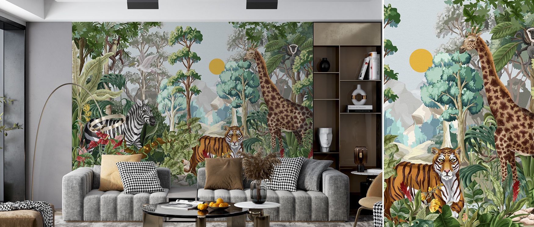 Eden Play creates balance between forest calm and animated vitality. Its imagery enriches interiors with curiosity and charm, grounding walls in decorative artistry. It transforms children’s spaces into playful sanctuaries. 