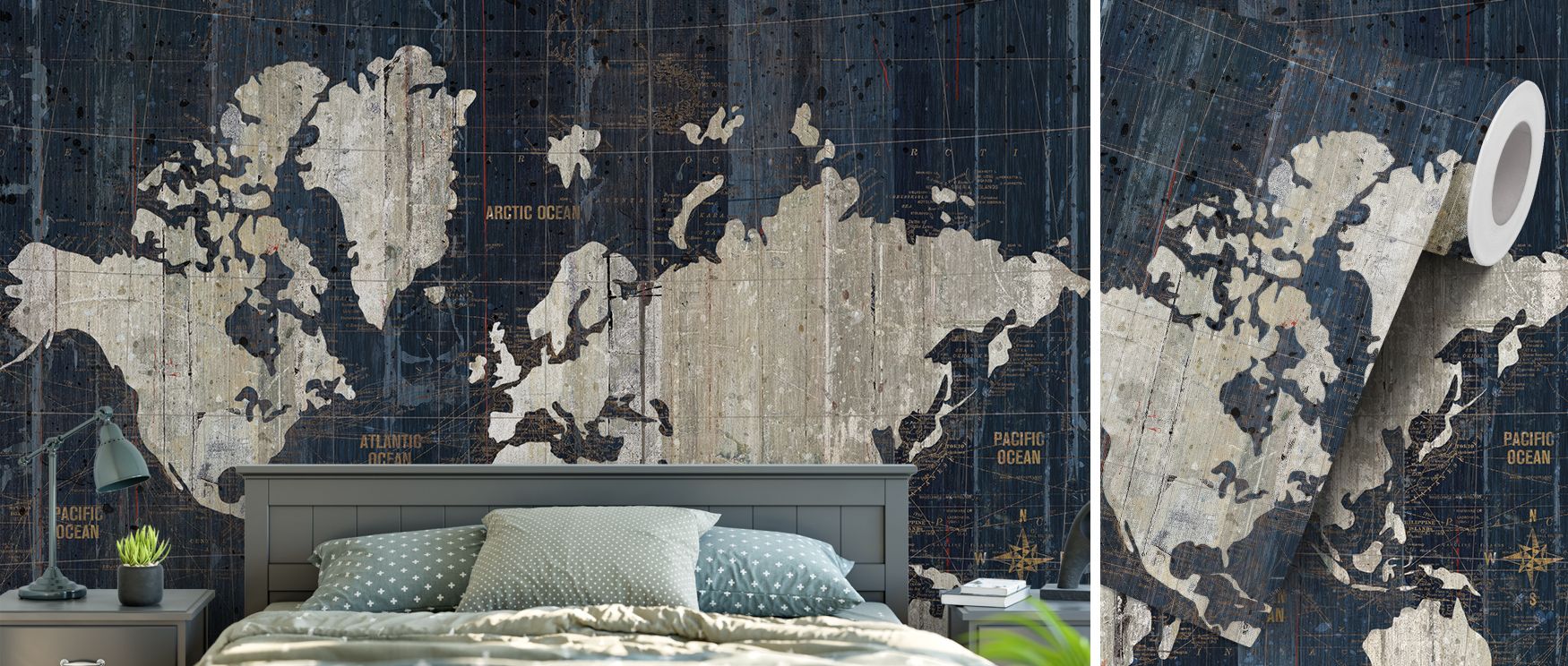 The mural layers historical imagery with rhythm, turning interiors into retreats of balance and sophistication. Old World Map enriches bedrooms, family spaces, or studies with cultural charm. 