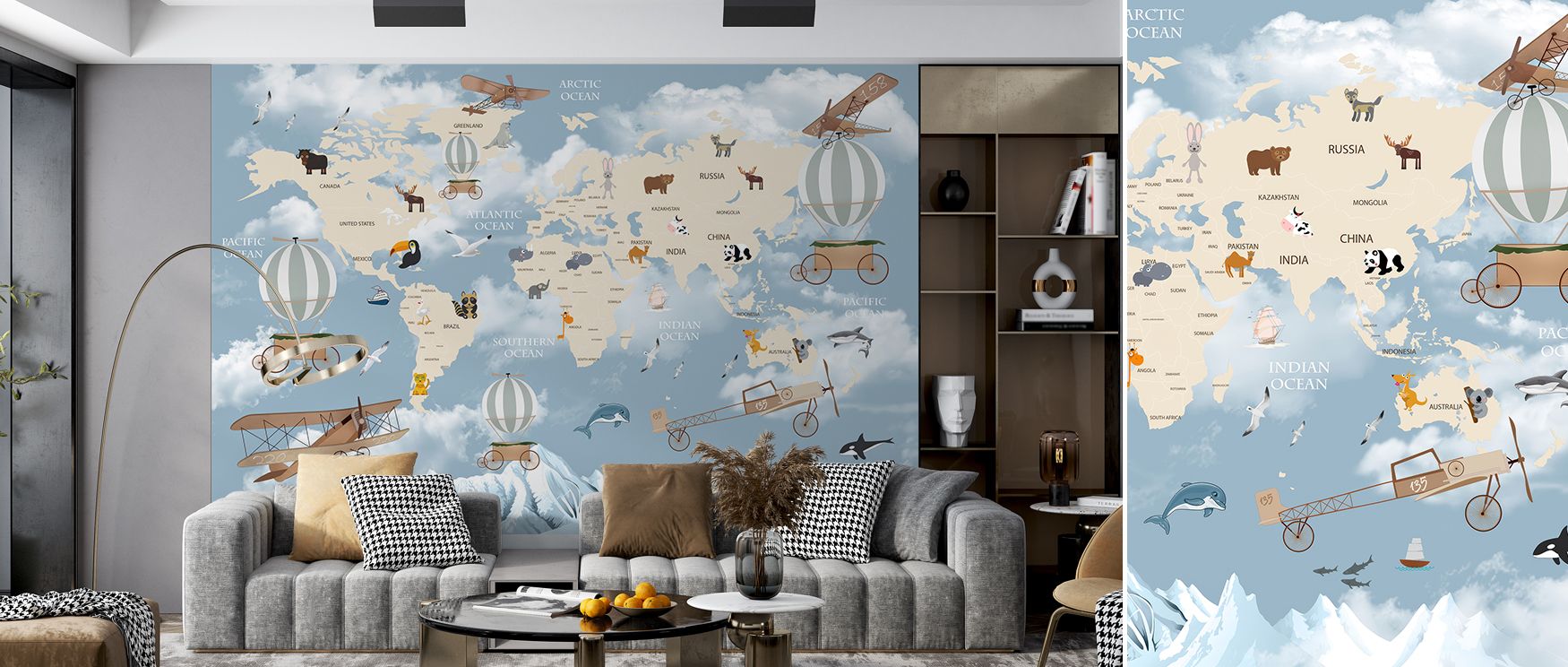 Adventure World Map radiates global charm, enriching studies, classrooms, or family rooms with rhythm, curiosity, and artistry. Its composition inspires exploration and design. 