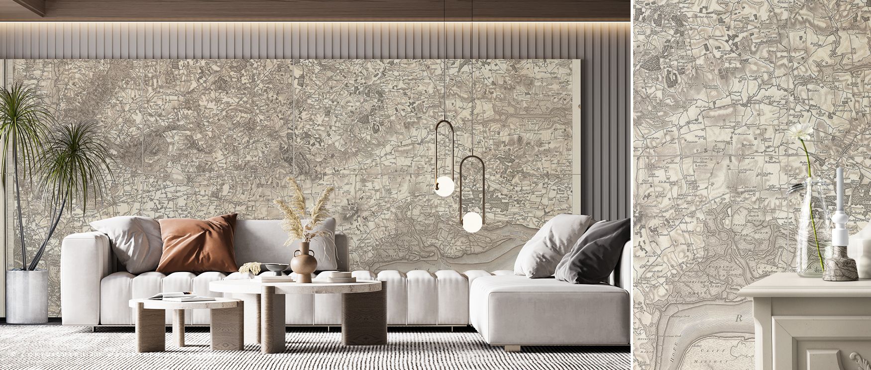 The mural radiates eco-luxury, creating interiors filled with balance. Perfect for studies or living spaces, it connects sustainability and artistry while grounding interiors in cultural rhythm. Along the River Thames becomes more than wallpaper—it is an 