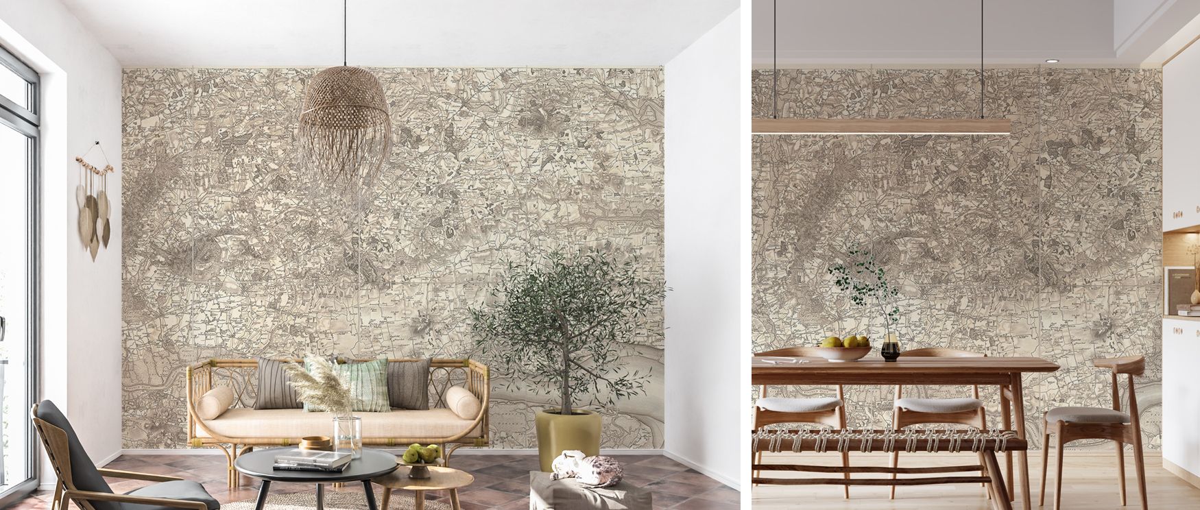 Eco-conscious materials and cultural artistry define this wallpaper, balancing sustainability and sophistication. It enriches interiors with rhythm and charm, making bedrooms, studies, or family spaces cultural retreats grounded in mindful elegance. 