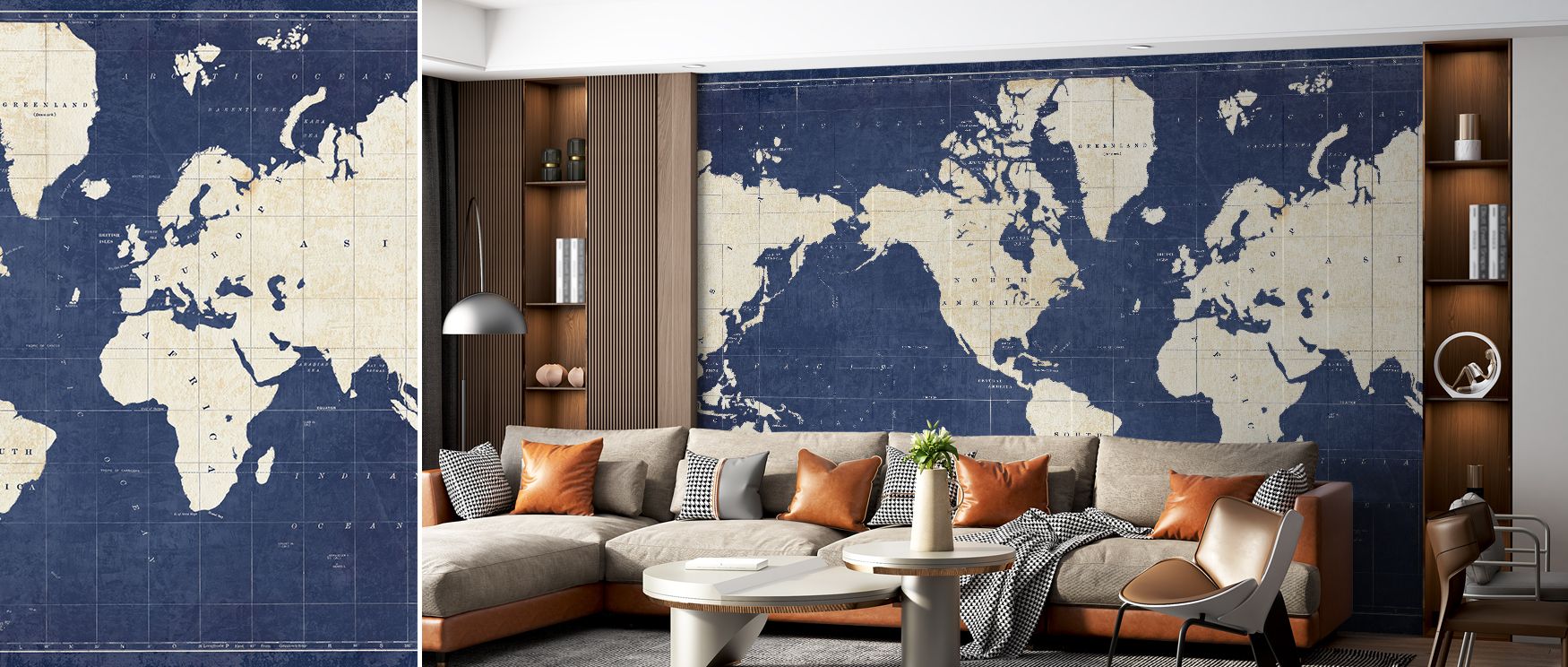 Blueprint World Map Dark enriches interiors with architectural artistry. Its technical rhythm makes bedrooms, studies, or living rooms immersive sanctuaries of industrial charm. 