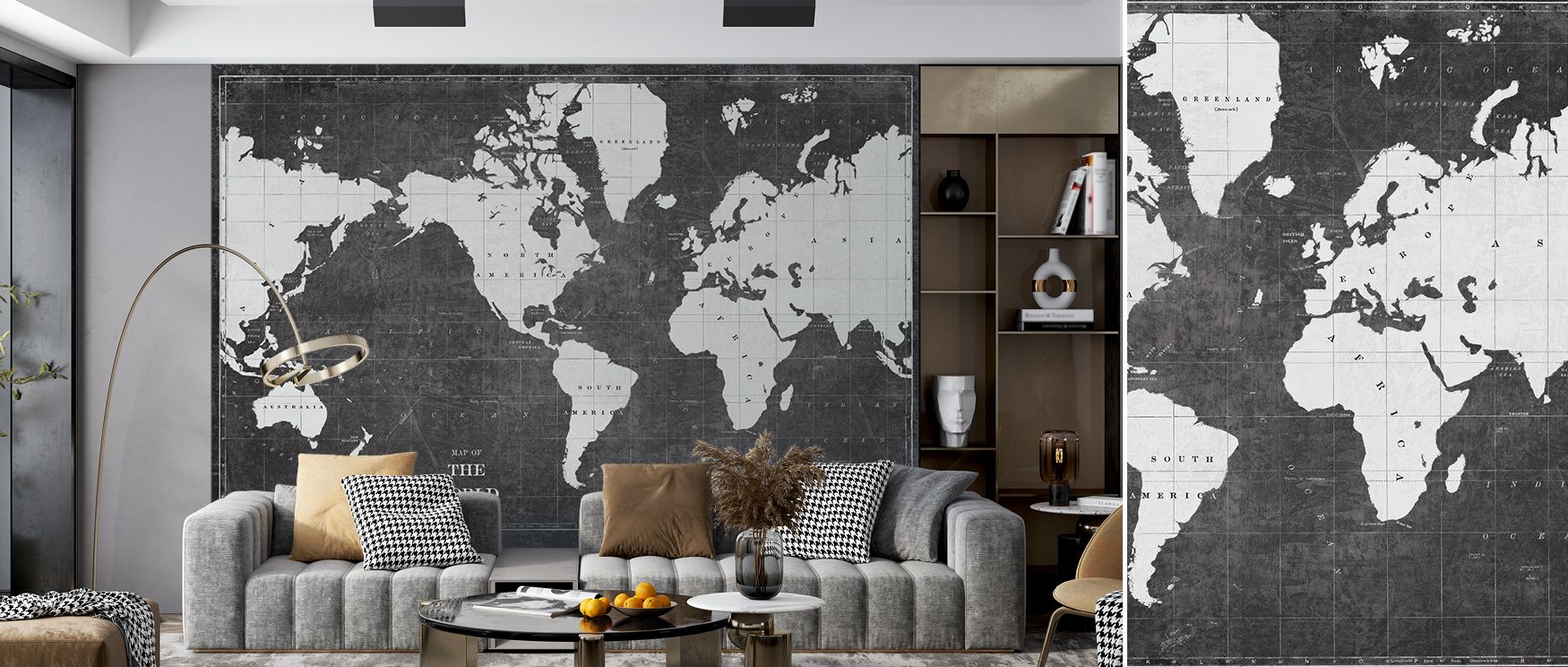 Technical artistry defines the Blueprint World Map Gray Wallpaper, with cities and continents mapped in gray tones. Its imagery creates refined interiors, perfect for offices or creative rooms. The design radiates balance and style. 