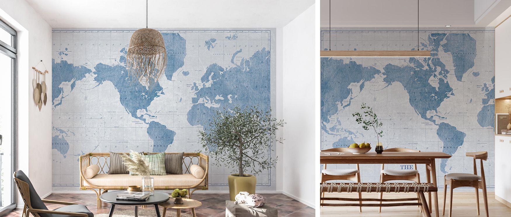 In this wallpaper, clean blueprint lines form the world map, capturing geography in artistic detail. The Blueprint World Map design adds precision and style to offices, creative studios, or living rooms. 