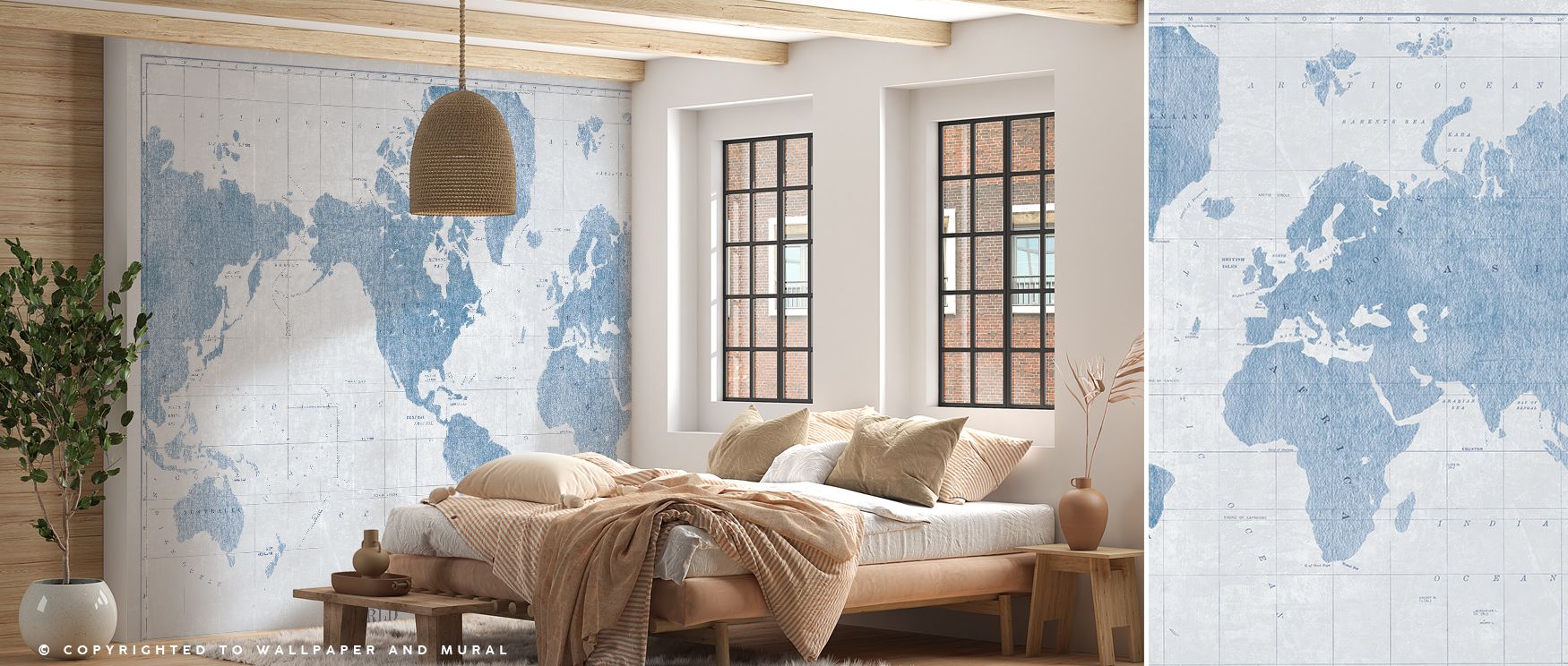 The Blueprint World Map Wallpaper reveals geography with technical artistry, offering interiors calm balance. Perfect for studies or bedrooms, its imagery radiates modern elegance and decorative rhythm. 