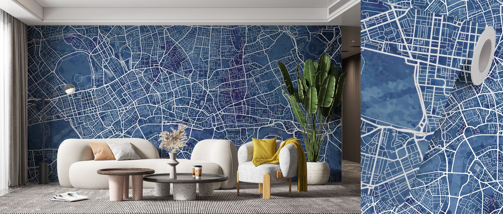 Central London Blue Map Wallpaper blends eco-friendly design with detailed geography. Its imagery creates interiors filled with curiosity, perfect for studies, living rooms, or family spaces. The design radiates sophistication while grounding walls in dec