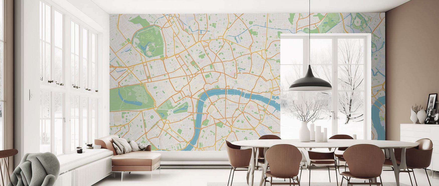 Central London Color Map Wallpaper presents cities and continents in colorful artistry. Its imagery enriches interiors with lively charm, ideal for family spaces or studies. The design radiates style and exploration. 