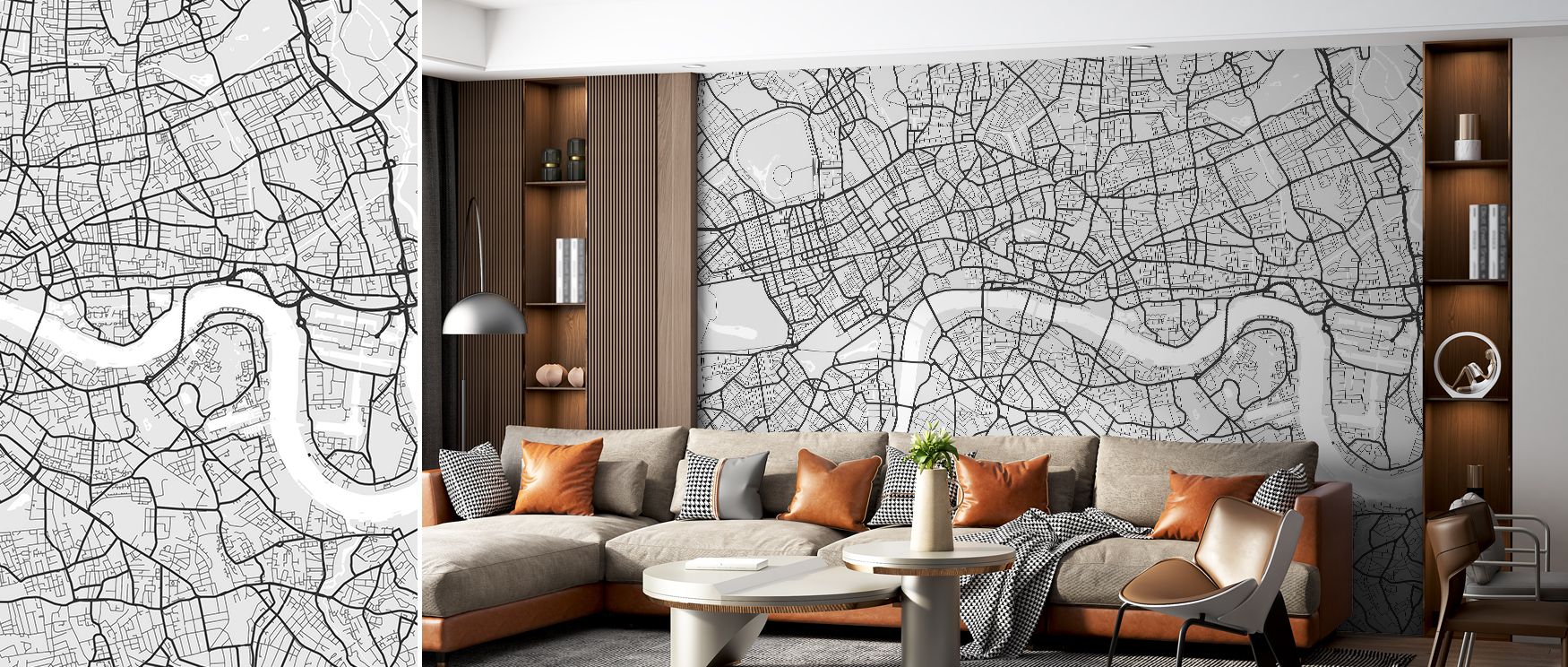 The Central London Grey Map Wallpaper offers cartographic charm in understated palette. Its imagery creates serene interiors, ideal for restful bedrooms or modern living rooms. The design radiates balance and style. 