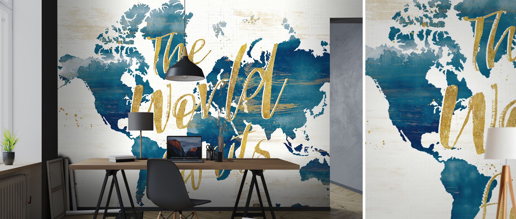 Warm toned map wallpaper inspired by desert blooms with detailed cartography bringing calm and beauty to living spaces while adding worldly cultured elegance to décor. 