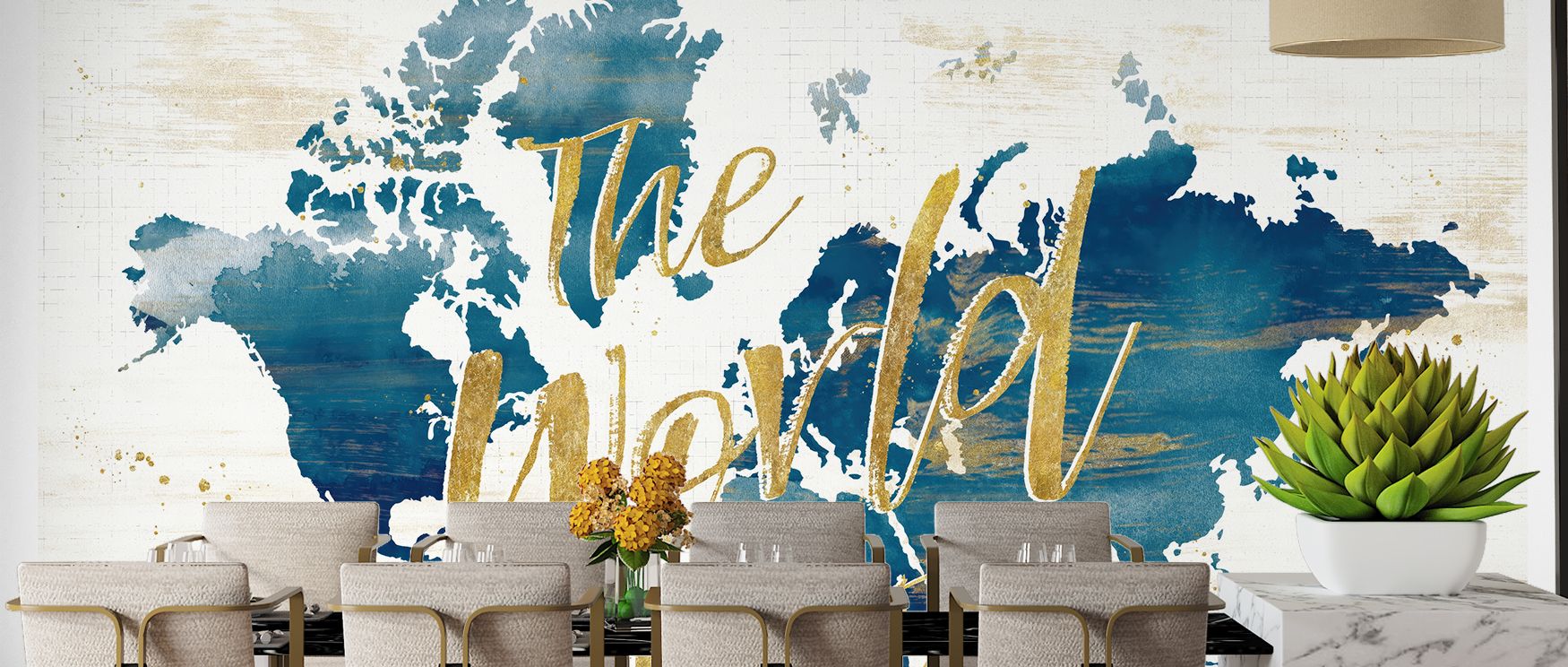 Desert inspired map wallpaper with fine detailing and warm sandy tones offering a refined cultural atmosphere to interiors creating stylish sophisticated walls. 