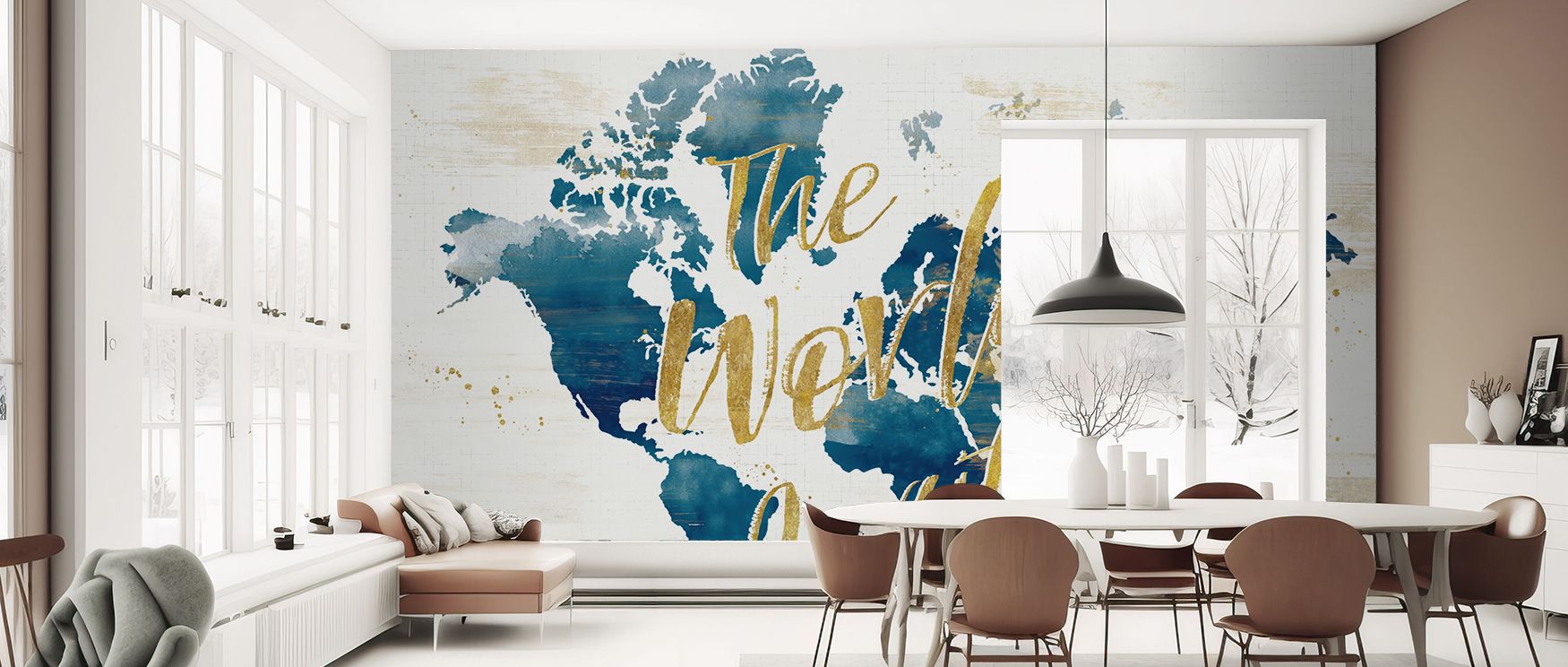 A delicate map wallpaper design blending desert inspired coloring with cartographic artistry transforming walls into elegant cultured focal points perfect for home interiors. 