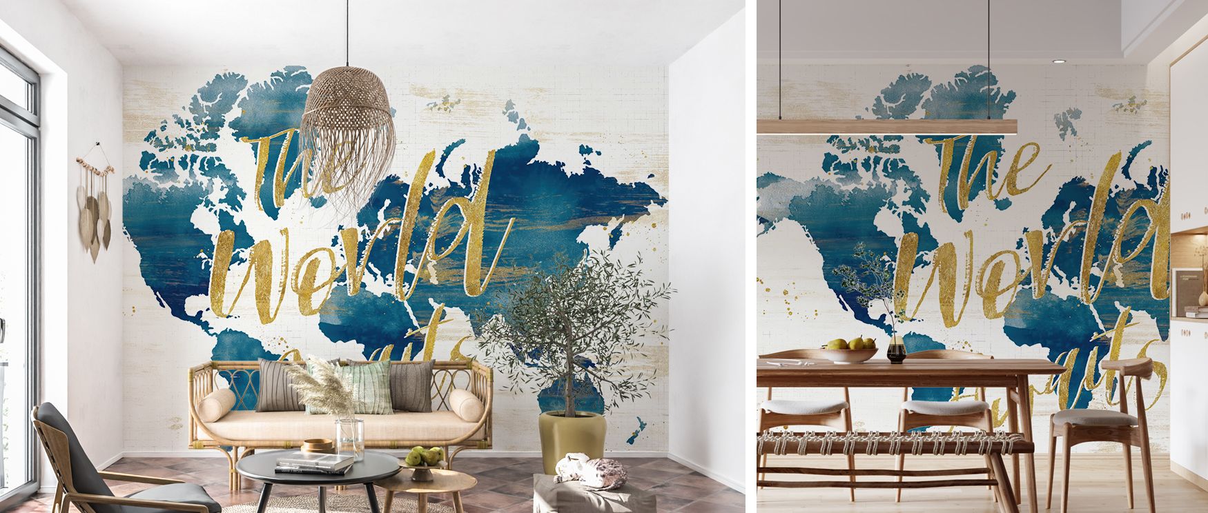 Desert Bloom map wallpaper featuring intricate global detailing softened by sandy beige and warm earth tones creating a stylish calming wall accent for homes or offices. 