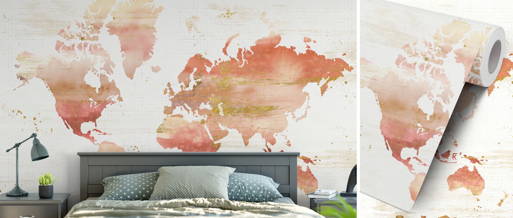 A botanical inspired Desert Bloom world map wallpaper blending natural blossoms with detailed geography adding refined artistic style to interior walls perfect for stylish modern décor. 