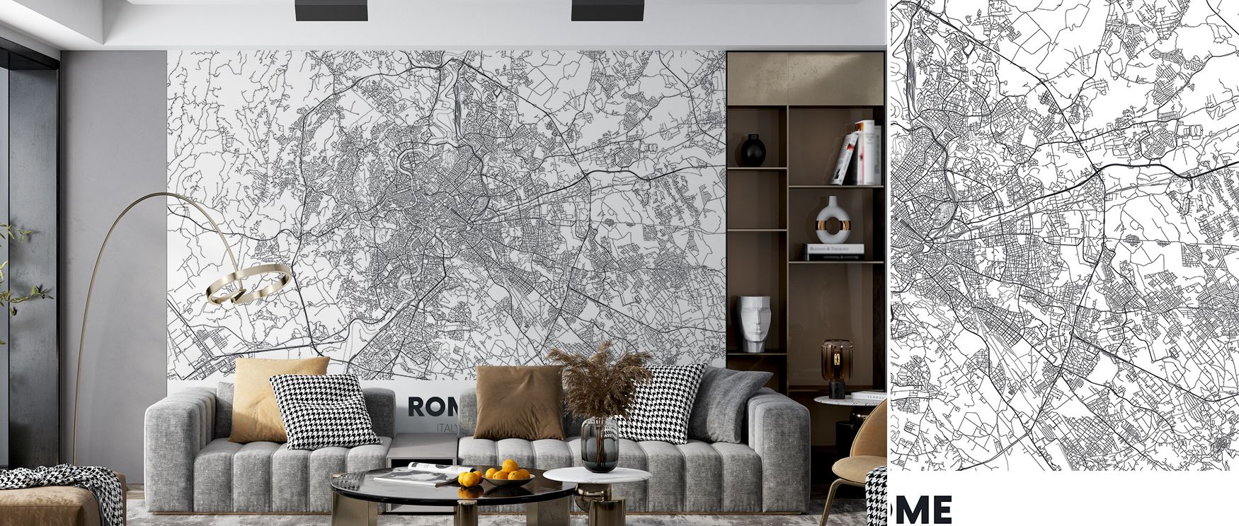 Refined desert bloom inspired world map wallpaper centered on Rome, celebrating exploration and heritage. Its warm palette and subtle patterns create a cultured mood that complements modern or classic interiors. Perfect for hallways or offices, it offers 