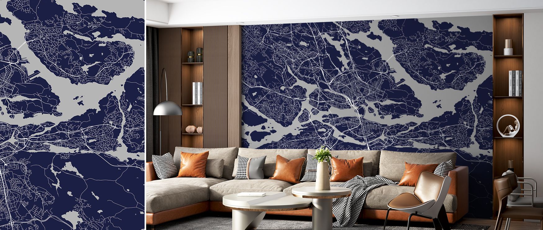 Stockholm world map wallpaper designed with Scandinavian clarity, styled in modern cartographic tones. Its eco-conscious design balances heritage with style, transforming walls into cultured statements. Perfect for studies, living rooms, or workspaces, it