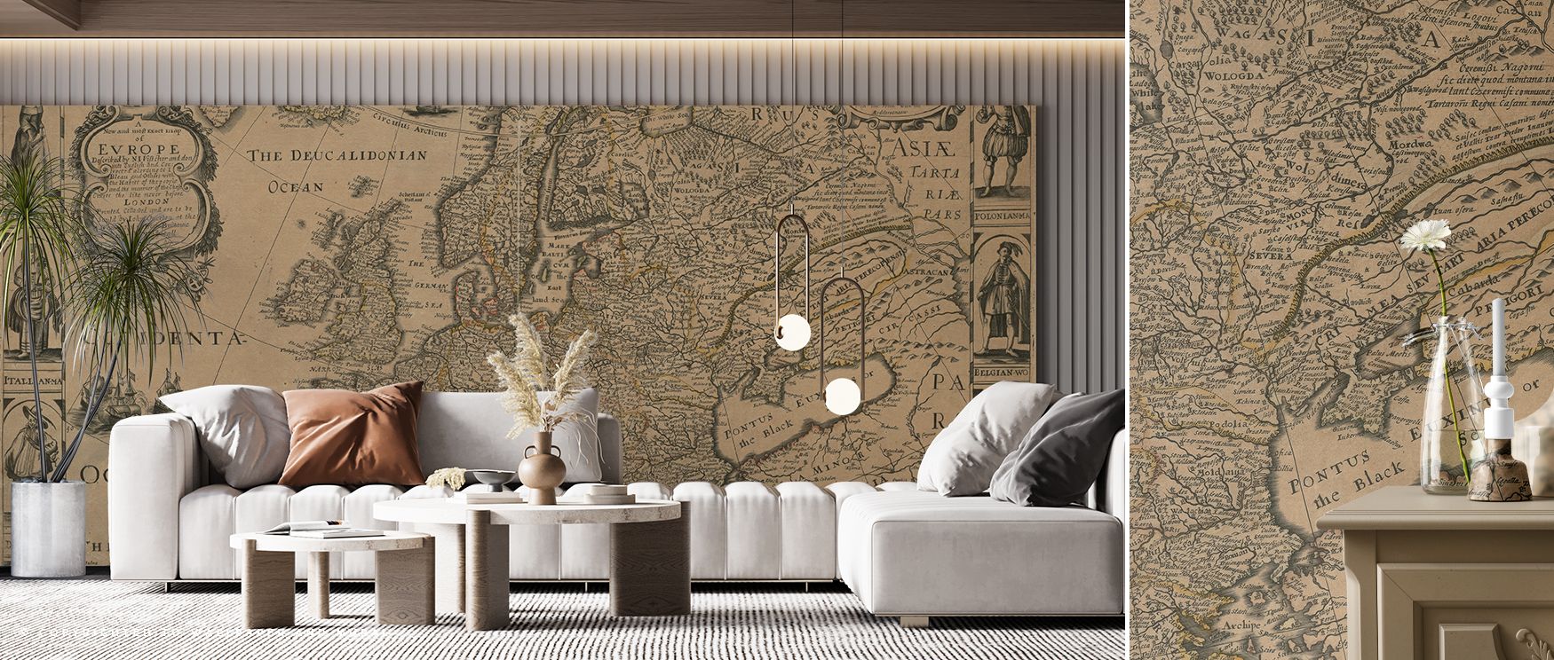 Artistic Europe wallpaper capturing the continent’s countries, cities, and landmarks in refined tones. Its stylish design balances education and elegance, perfect for offices, studies, or classrooms seeking cultured inspiration. 