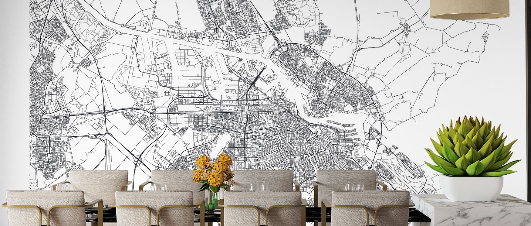 Decorative Amsterdam wallpaper capturing city streets and landmarks in refined detail. Its stylish artistry enriches interiors, turning walls into cultured spaces ideal for studies or living rooms inspired by exploration.