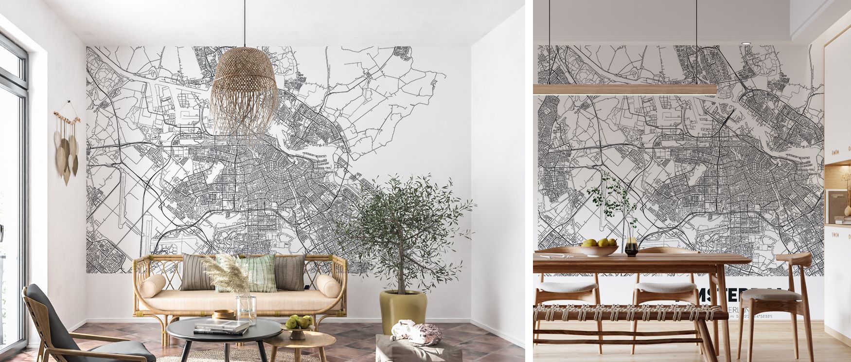 Refined Amsterdam wallpaper capturing city streets and landmarks in intricate cartography. Its stylish artistry enriches interiors, turning walls into cultured reflections of exploration and travel memories. 